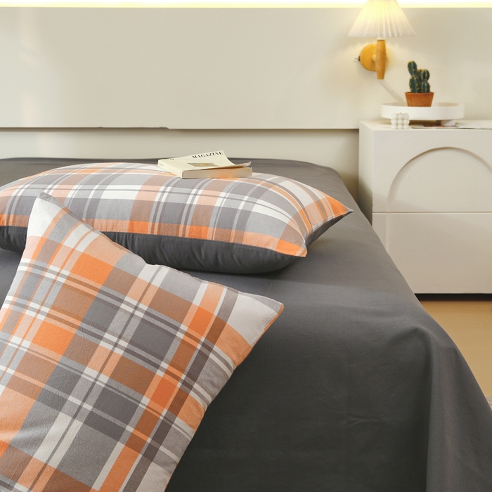 91家纺网 家纺一手货源 找家纺 春皖家纺 2026新款色织AB版水洗棉三件套四件套单品系列（单枕套风格一） 素雅-莱恩