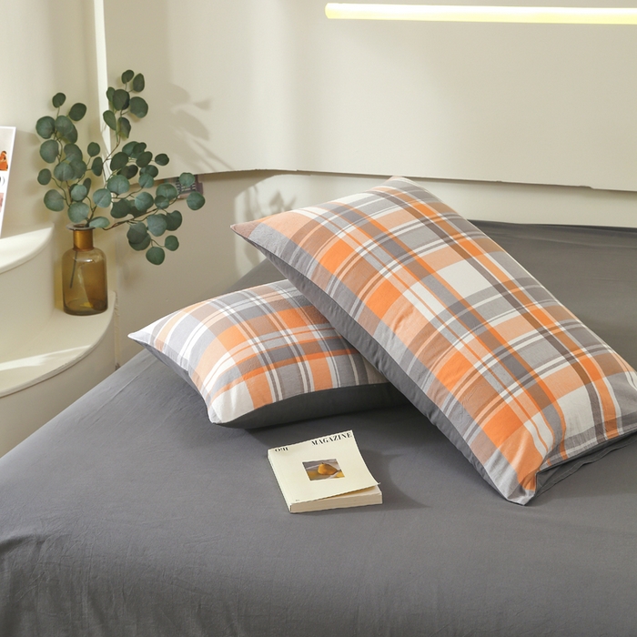 91家纺网 家纺一手货源 找家纺 春皖家纺 2026新款色织AB版水洗棉三件套四件套单品系列（单枕套风格一） 素雅-莱恩