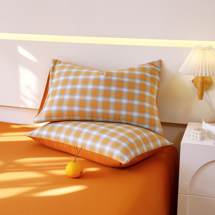 91家纺网 家纺一手货源 找家纺 春皖家纺 2026新款色织AB版水洗棉三件套四件套单品系列（单枕套风格一） 素雅-沐夏