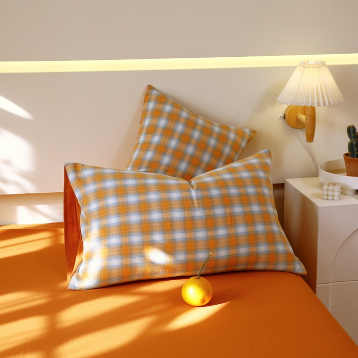 91家纺网 家纺一手货源 找家纺 春皖家纺 2026新款色织AB版水洗棉三件套四件套单品系列（单枕套风格一） 素雅-沐夏