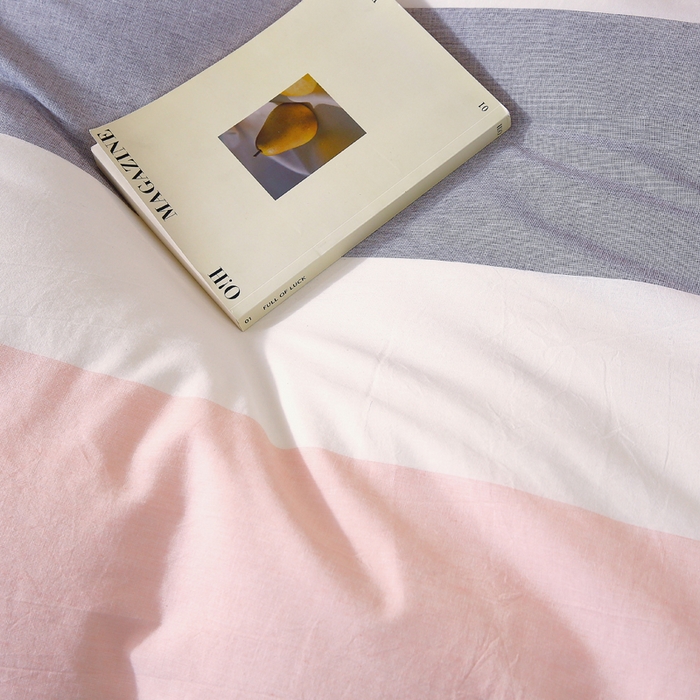 91家纺网 家纺一手货源 找家纺 春皖家纺 2026新款色织AB版水洗棉三件套四件套单品系列（单枕套风格一） 素雅-灰白条