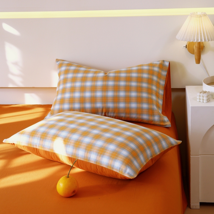 春皖家纺 2026新款色织AB版水洗棉三件套四件套单品系列（单枕套风格一） 素雅-沐夏