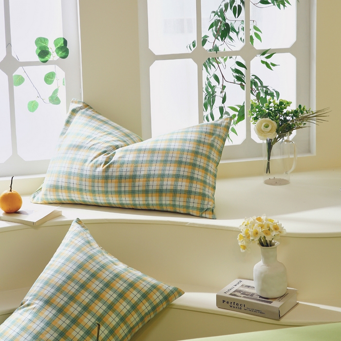 91家纺网 家纺一手货源 找家纺 春皖家纺 2026新款色织AB版水洗棉三件套四件套单品系列（单枕套风格一） 栗木-芒格