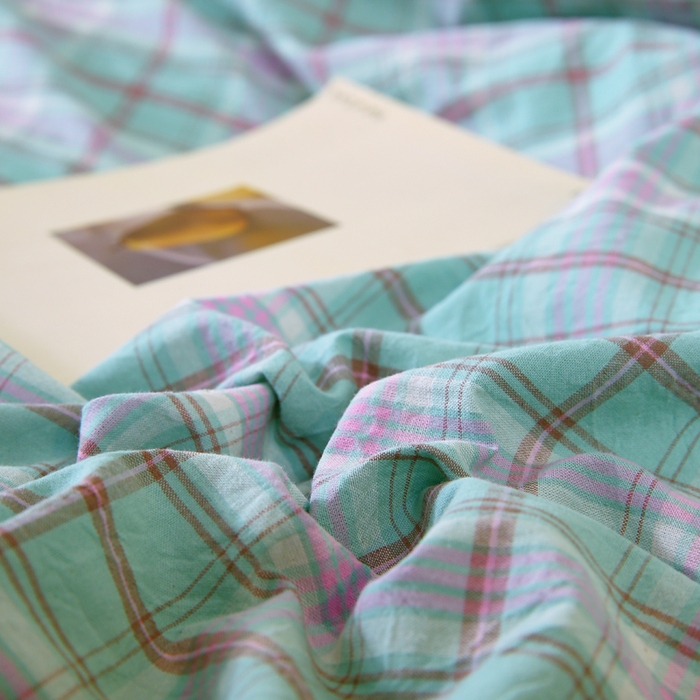 91家纺网 家纺一手货源 找家纺 春皖家纺 2026新款色织AB版水洗棉三件套四件套单品系列（单枕套风格一） 素雅-情调