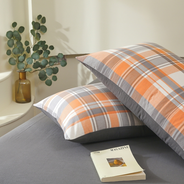 91家纺网 家纺一手货源 找家纺 春皖家纺 2026新款色织AB版水洗棉三件套四件套单品系列（单枕套风格一） 素雅-莱恩