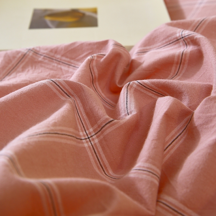 91家纺网 家纺一手货源 找家纺 春皖家纺 2026新款色织AB版水洗棉三件套四件套单品系列（单枕套风格一） 素雅-韵粉