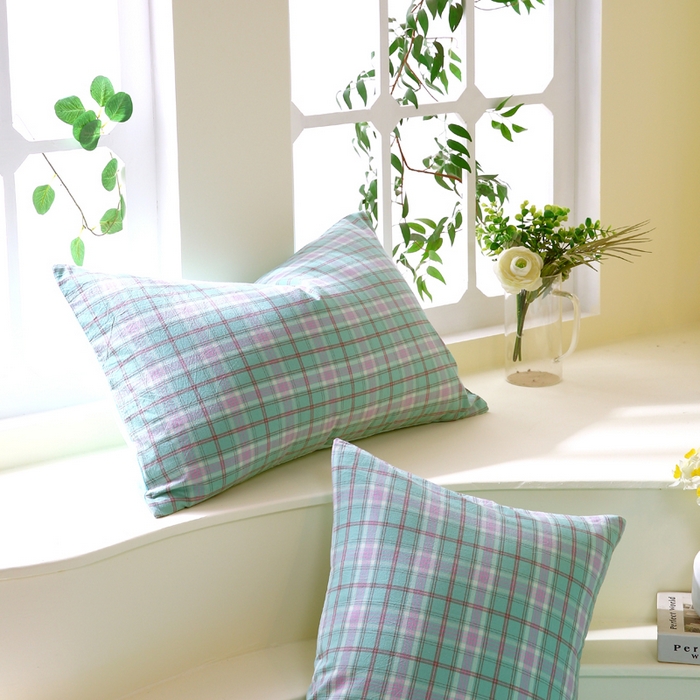 91家纺网 家纺一手货源 找家纺 春皖家纺 2026新款色织AB版水洗棉三件套四件套单品系列（单枕套风格一） 素雅-情调