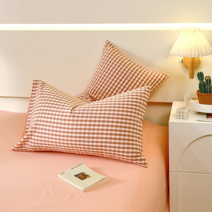 91家纺网 家纺一手货源 找家纺 春皖家纺 2026新款色织AB版水洗棉三件套四件套单品系列（单枕套风格一） 素雅-玉格