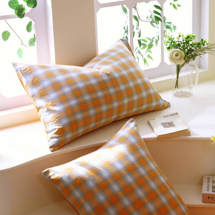 91家纺网 家纺一手货源 找家纺 春皖家纺 2026新款色织AB版水洗棉三件套四件套单品系列（单枕套风格一） 素雅-沐夏