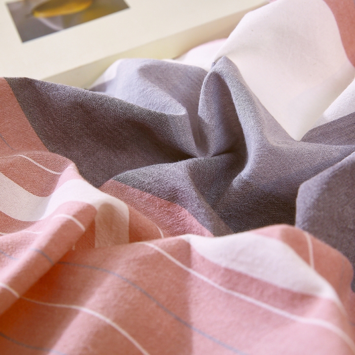 91家纺网 家纺一手货源 找家纺 春皖家纺 2026新款色织AB版水洗棉三件套四件套单品系列（单枕套风格一） 素雅-蔻粉