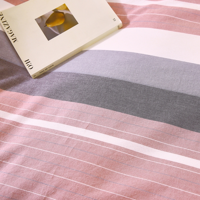 91家纺网 家纺一手货源 找家纺 春皖家纺 2026新款色织AB版水洗棉三件套四件套单品系列（单枕套风格一） 素雅-蔻粉