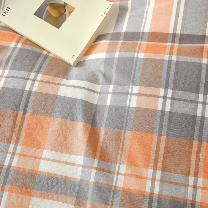 91家纺网 家纺一手货源 找家纺 春皖家纺 2026新款色织AB版水洗棉三件套四件套单品系列（单枕套风格一） 素雅-莱恩