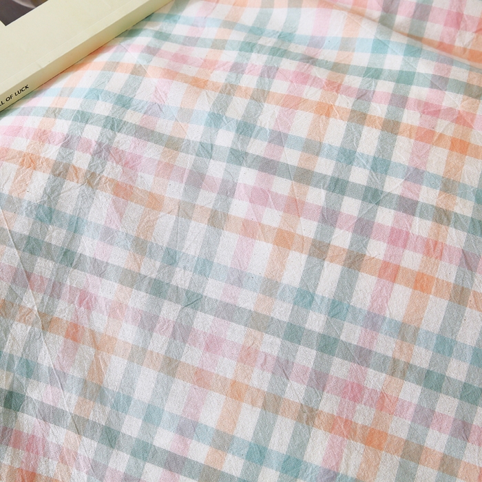 91家纺网 家纺一手货源 找家纺 春皖家纺 2026新款色织AB版水洗棉三件套四件套单品系列（单枕套风格一） 翠竹-绿格