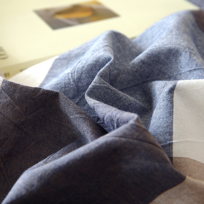 91家纺网 家纺一手货源 找家纺 春皖家纺 2026新款色织AB版水洗棉三件套四件套单品系列（单枕套风格一） 素雅-蓝大格