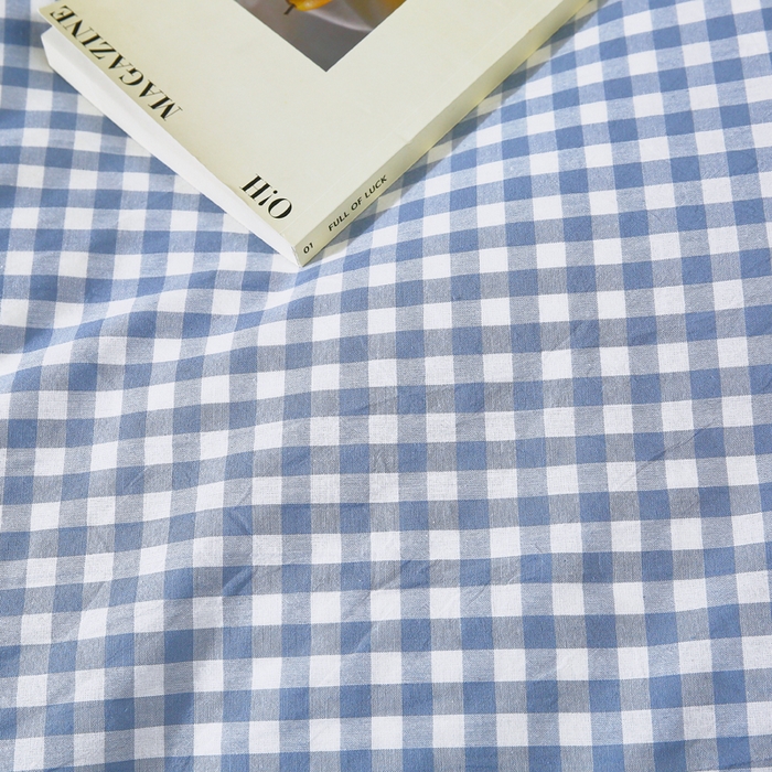 91家纺网 家纺一手货源 找家纺 春皖家纺 2026新款色织AB版水洗棉三件套四件套单品系列（单枕套风格一） 素雅-蓝小格