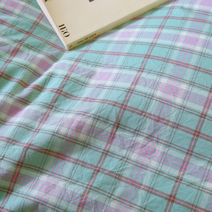 91家纺网 家纺一手货源 找家纺 春皖家纺 2026新款色织AB版水洗棉三件套四件套单品系列（单枕套风格一） 素雅-情调