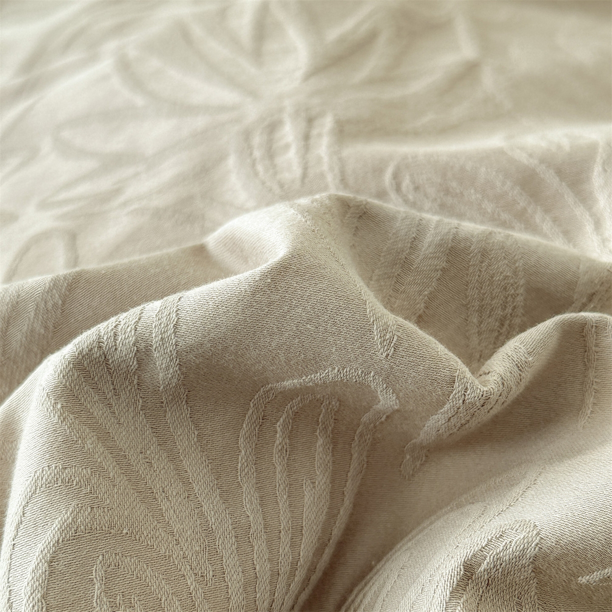 91家纺网 家纺一手货源 找家纺 恒爱家纺 2026春夏新款全棉纯棉提花四件套 向阳花开-卡其