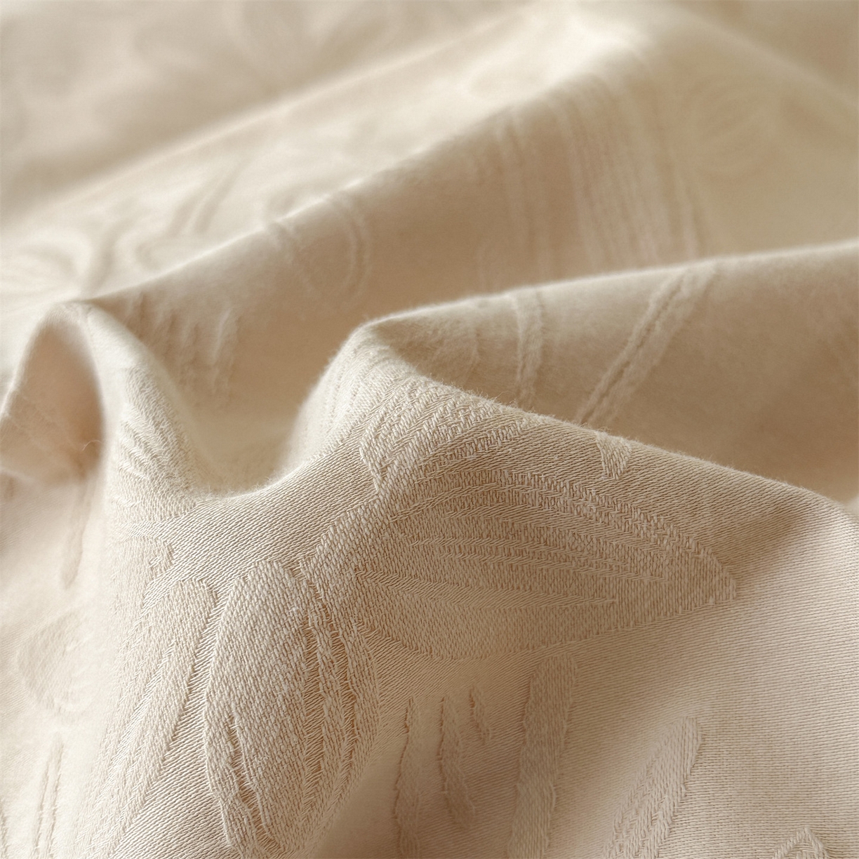 91家纺网 家纺一手货源 找家纺 恒爱家纺 2026春夏新款全棉纯棉提花四件套 向阳花开-米黄