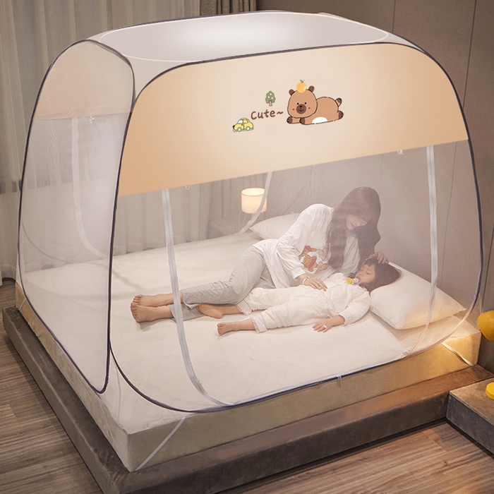 91家纺网 家纺一手货源 找家纺 （总）豪梦园蚊帐工厂店 2026新款卡皮熊网纱顶款方顶蚊帐