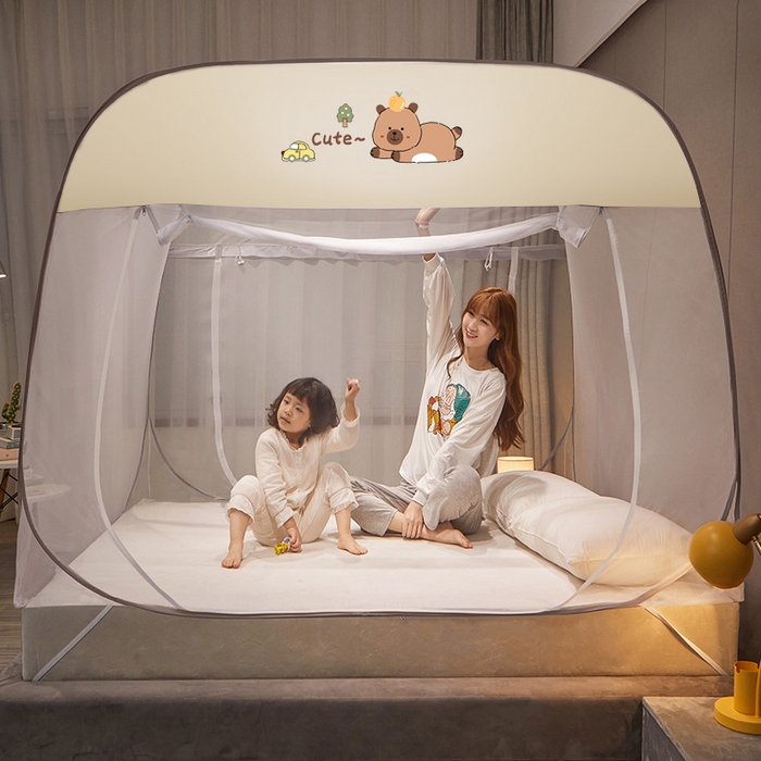 91家纺网 家纺一手货源 找家纺 （总）豪梦园蚊帐工厂店 2026新款卡皮熊网纱顶款方顶蚊帐