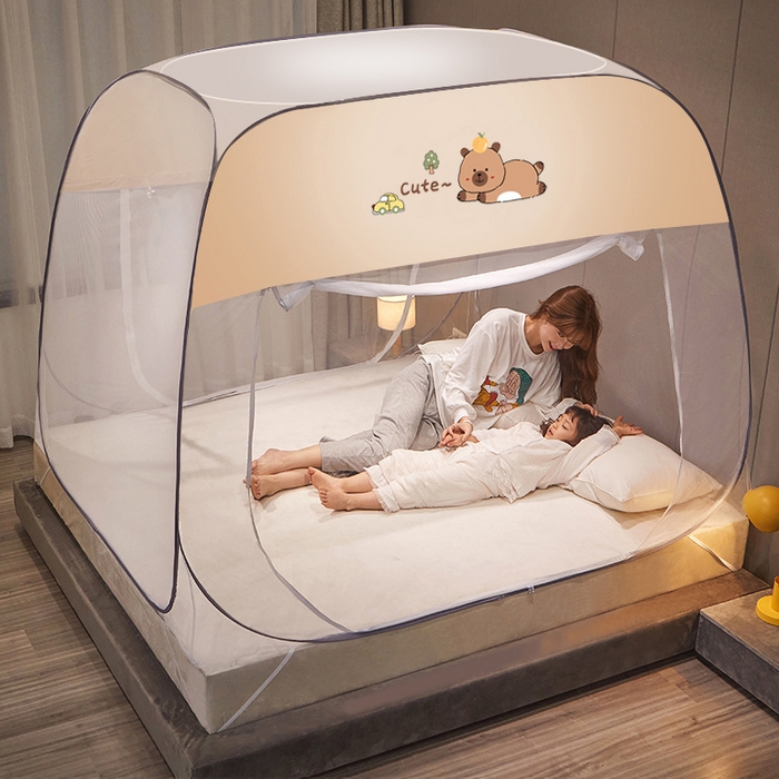 91家纺网 家纺一手货源 找家纺 （总）豪梦园蚊帐工厂店 2026新款卡皮熊网纱顶款方顶蚊帐