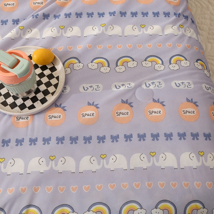 91家纺网 家纺一手货源 找家纺 薇玛仕 2026爆款新款印花凉感丝夏凉被空调被带氨自带凉感夏被 彩虹象-紫