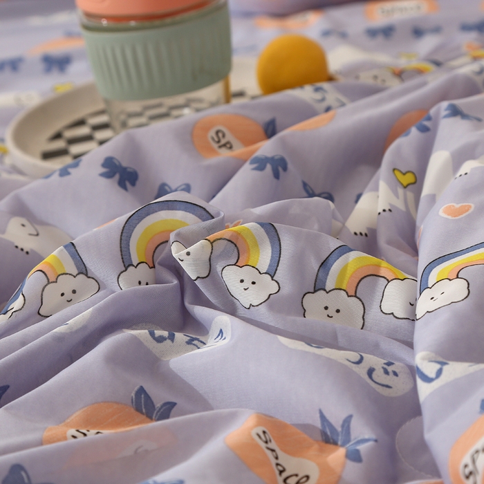 91家纺网 家纺一手货源 找家纺 薇玛仕 2026爆款新款印花凉感丝夏凉被空调被带氨自带凉感夏被 彩虹象-紫