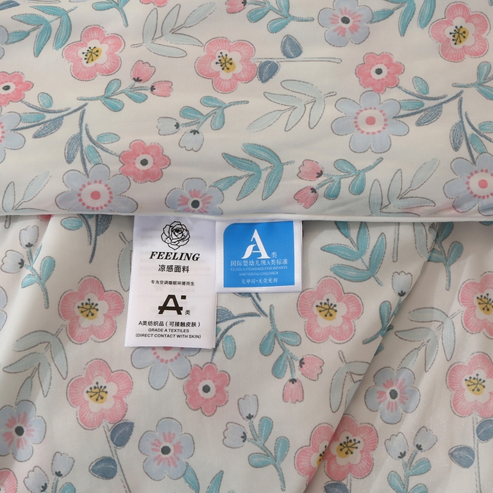 91家纺网 家纺一手货源 找家纺 薇玛仕 2026爆款新款印花凉感丝夏凉被空调被带氨自带凉感夏被 花海-蓝