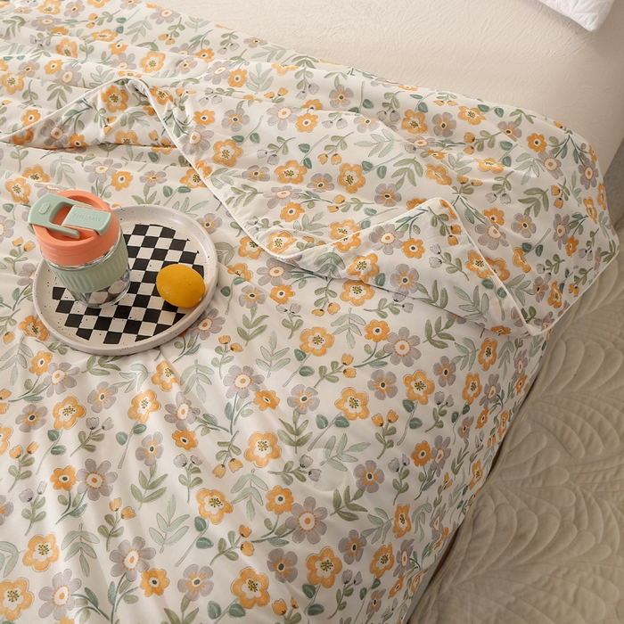 91家纺网 家纺一手货源 找家纺 薇玛仕 2026爆款新款印花凉感丝夏凉被空调被带氨自带凉感夏被 花海-绿