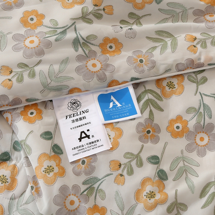 91家纺网 家纺一手货源 找家纺 薇玛仕 2026爆款新款印花凉感丝夏凉被空调被带氨自带凉感夏被 花海-绿