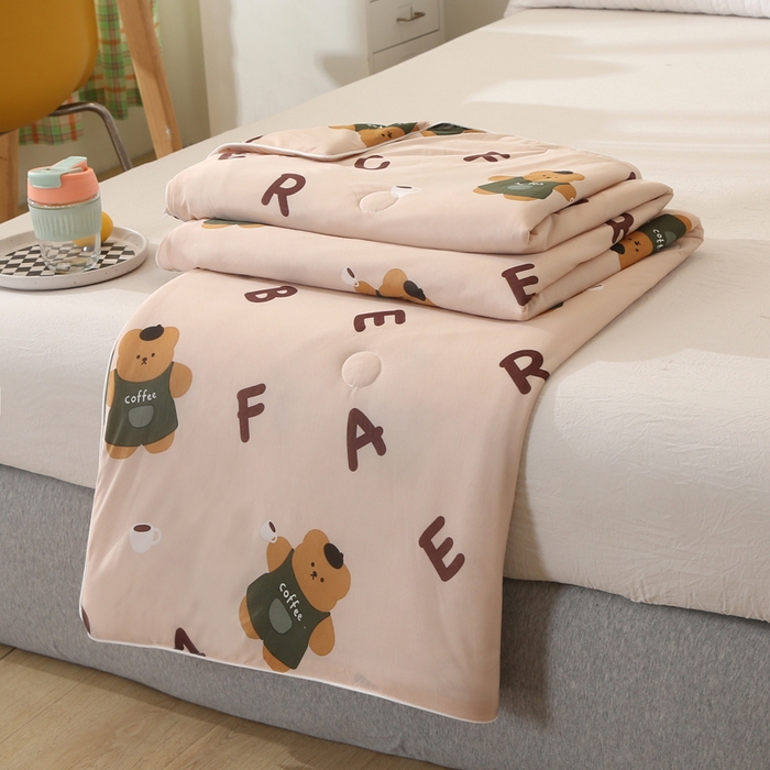 薇玛仕 2026爆款新款印花凉感丝夏凉被空调被带氨自带凉感夏被 咖啡熊