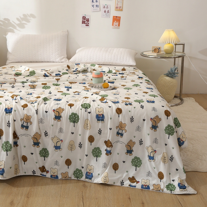 91家纺网 家纺一手货源 找家纺 薇玛仕 2026爆款新款印花凉感丝夏凉被空调被带氨自带凉感夏被 小熊乐园