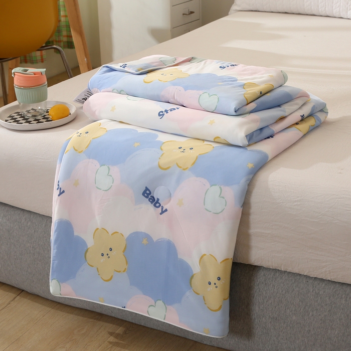 薇玛仕 2026爆款新款印花凉感丝夏凉被空调被带氨自带凉感夏被 星语心愿-蓝