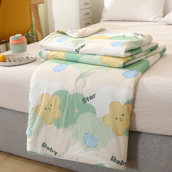 薇玛仕 2026爆款新款印花凉感丝夏凉被空调被带氨自带凉感夏被 星语心愿-绿