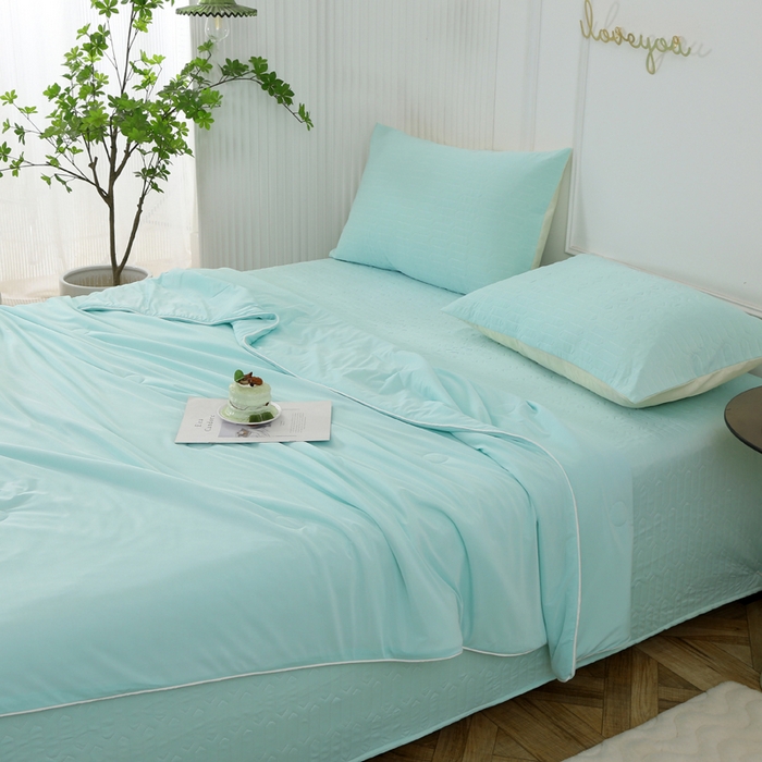 91家纺网 家纺一手货源 找家纺 （总）薇玛仕 2026新款锦氨冰淇淋凉感丝夏凉被乳胶床单夏被四件套