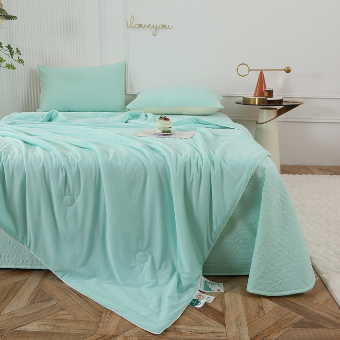 91家纺网 家纺一手货源 找家纺 （总）薇玛仕 2026新款锦氨冰淇淋凉感丝夏凉被乳胶床单夏被四件套