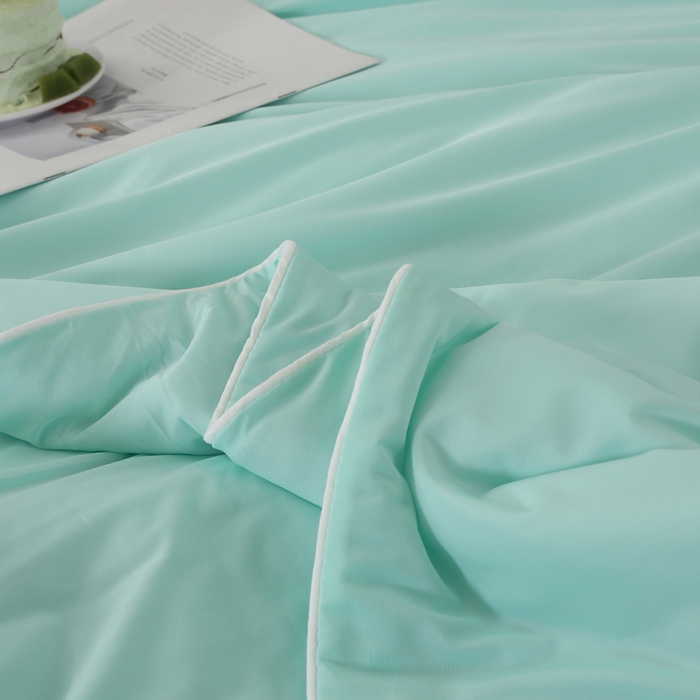 91家纺网 家纺一手货源 找家纺 薇玛仕 2026新款锦氨冰淇淋凉感丝夏凉被乳胶床单夏被四件套 薄荷兰