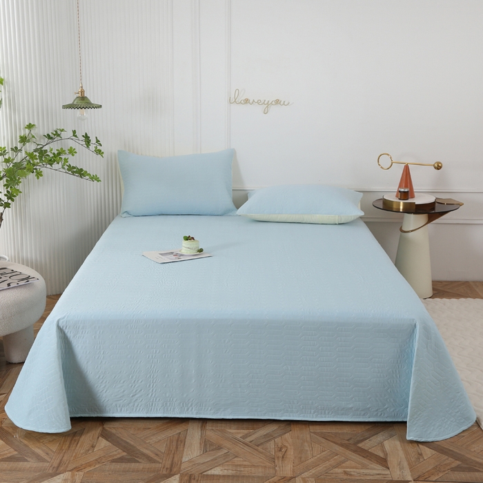 91家纺网 家纺一手货源 找家纺 薇玛仕 2026新款锦氨冰淇淋凉感丝夏凉被乳胶床单夏被四件套 冰爽蓝