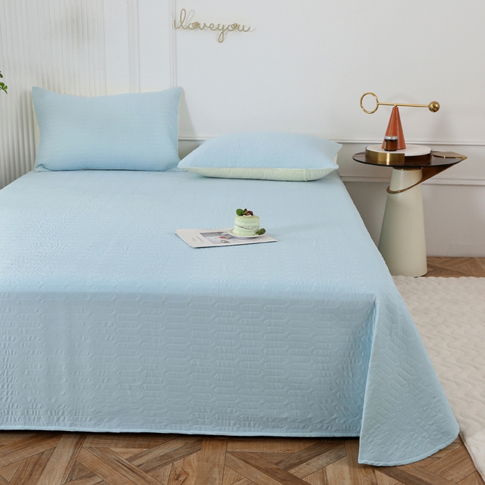 91家纺网 家纺一手货源 找家纺 薇玛仕 2026新款锦氨冰淇淋凉感丝夏凉被乳胶床单夏被四件套 冰爽蓝