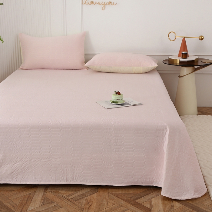 91家纺网 家纺一手货源 找家纺 薇玛仕 2026新款锦氨冰淇淋凉感丝夏凉被乳胶床单夏被四件套 草莓粉