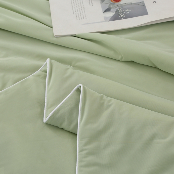 91家纺网 家纺一手货源 找家纺 薇玛仕 2026新款锦氨冰淇淋凉感丝夏凉被乳胶床单夏被四件套 抹茶绿