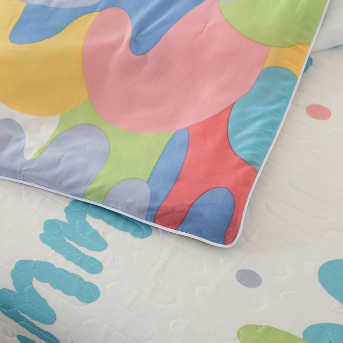 91家纺网 家纺一手货源 找家纺 薇玛仕 2026新款锦氨冰淇淋凉感丝夏凉被乳胶床单夏被四件套 多味彩虹