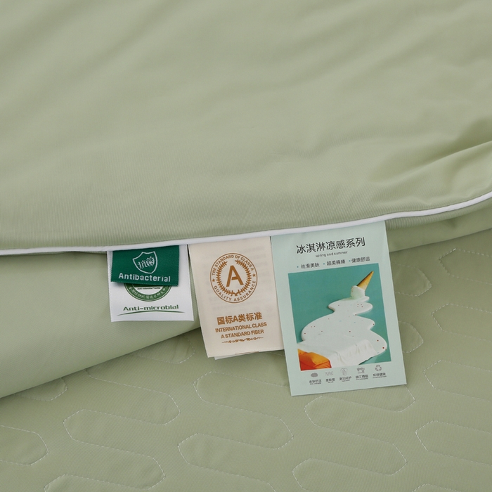 91家纺网 家纺一手货源 找家纺 薇玛仕 2026新款锦氨冰淇淋凉感丝夏凉被乳胶床单夏被四件套 抹茶绿