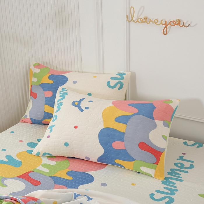 91家纺网 家纺一手货源 找家纺 薇玛仕 2026新款锦氨冰淇淋凉感丝夏凉被乳胶床单夏被四件套 多味彩虹