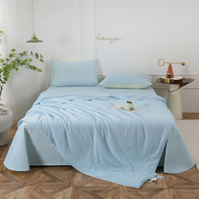 薇玛仕 2026新款锦氨冰淇淋凉感丝夏凉被乳胶床单夏被四件套 冰爽蓝