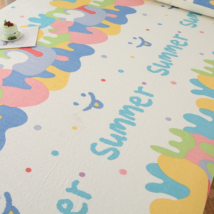 91家纺网 家纺一手货源 找家纺 薇玛仕 2026新款锦氨冰淇淋凉感丝夏凉被乳胶床单夏被四件套 多味彩虹