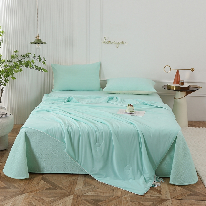 薇玛仕 2026新款锦氨冰淇淋凉感丝夏凉被乳胶床单夏被四件套 薄荷兰