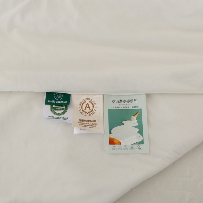 91家纺网 家纺一手货源 找家纺 薇玛仕 2026新款锦氨冰淇淋凉感丝夏凉被乳胶床单夏被四件套 奶油白