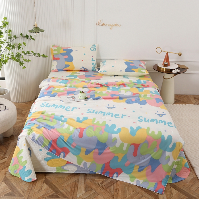 薇玛仕 2026新款锦氨冰淇淋凉感丝夏凉被乳胶床单夏被四件套 多味彩虹