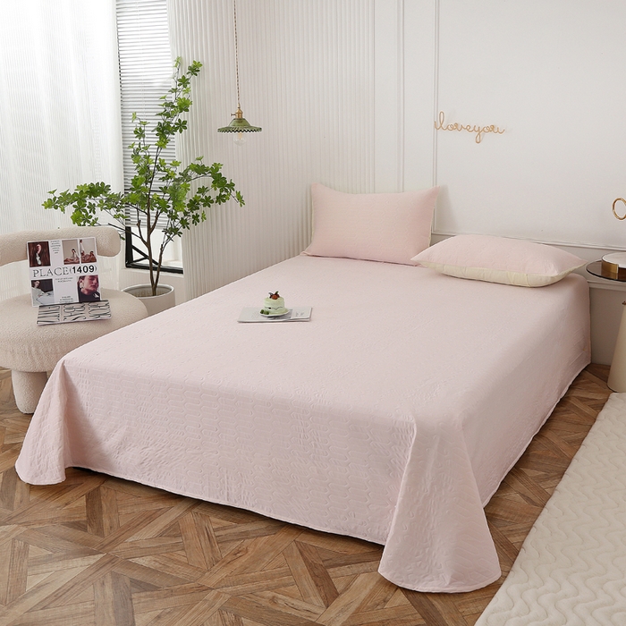 91家纺网 家纺一手货源 找家纺 薇玛仕 2026新款锦氨冰淇淋凉感丝夏凉被乳胶床单夏被四件套 草莓粉